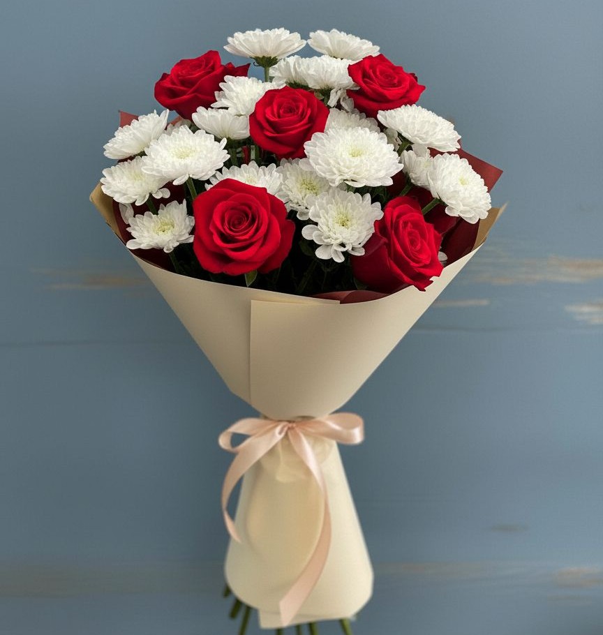 Букет цветов из: Розы и Хризантемы в Воле