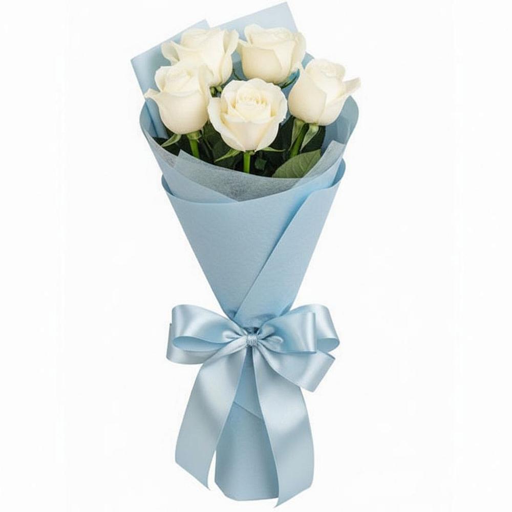 Букет 5 Белых роз Проуд в Воле