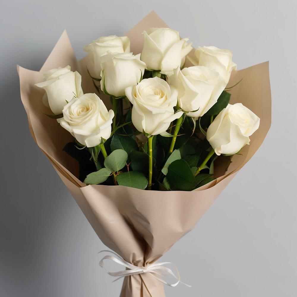 Букет 9 Белых роз Эдлесс Лав в Воле