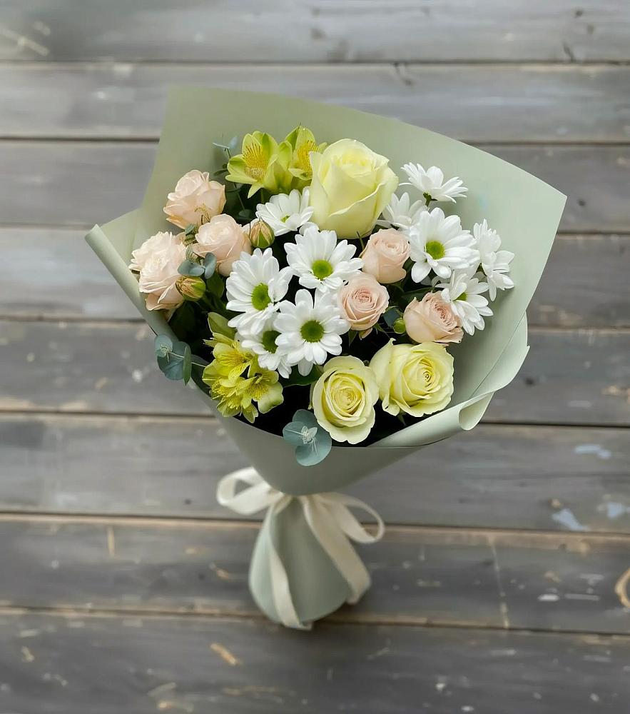 Букет цветов из: Альстромерии, Розы и Хризантемы в Воле