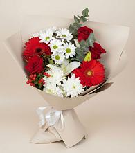 Букет цветов из:  Розы, Хризантемы, Герберы и Лилии в Воле