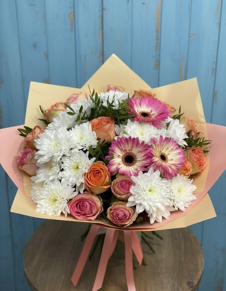 Букет цветов из: Розы, Герберы и Хризантемы в Воле