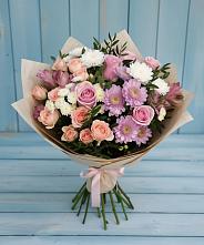 Букет цветов из:  Хризантемы, Розы и Альстромерии в Воле