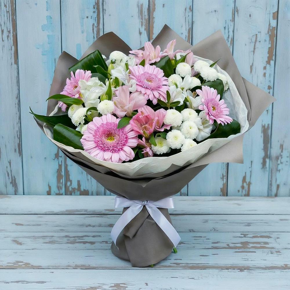 Букет цветов из: Герберы, Альстромерии и Хризантемы в Воле