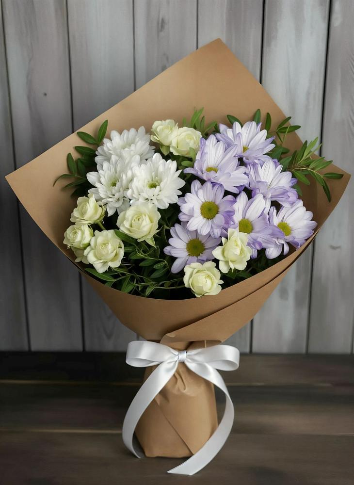Букет цветов из: Хризантемы и Розы в Воле